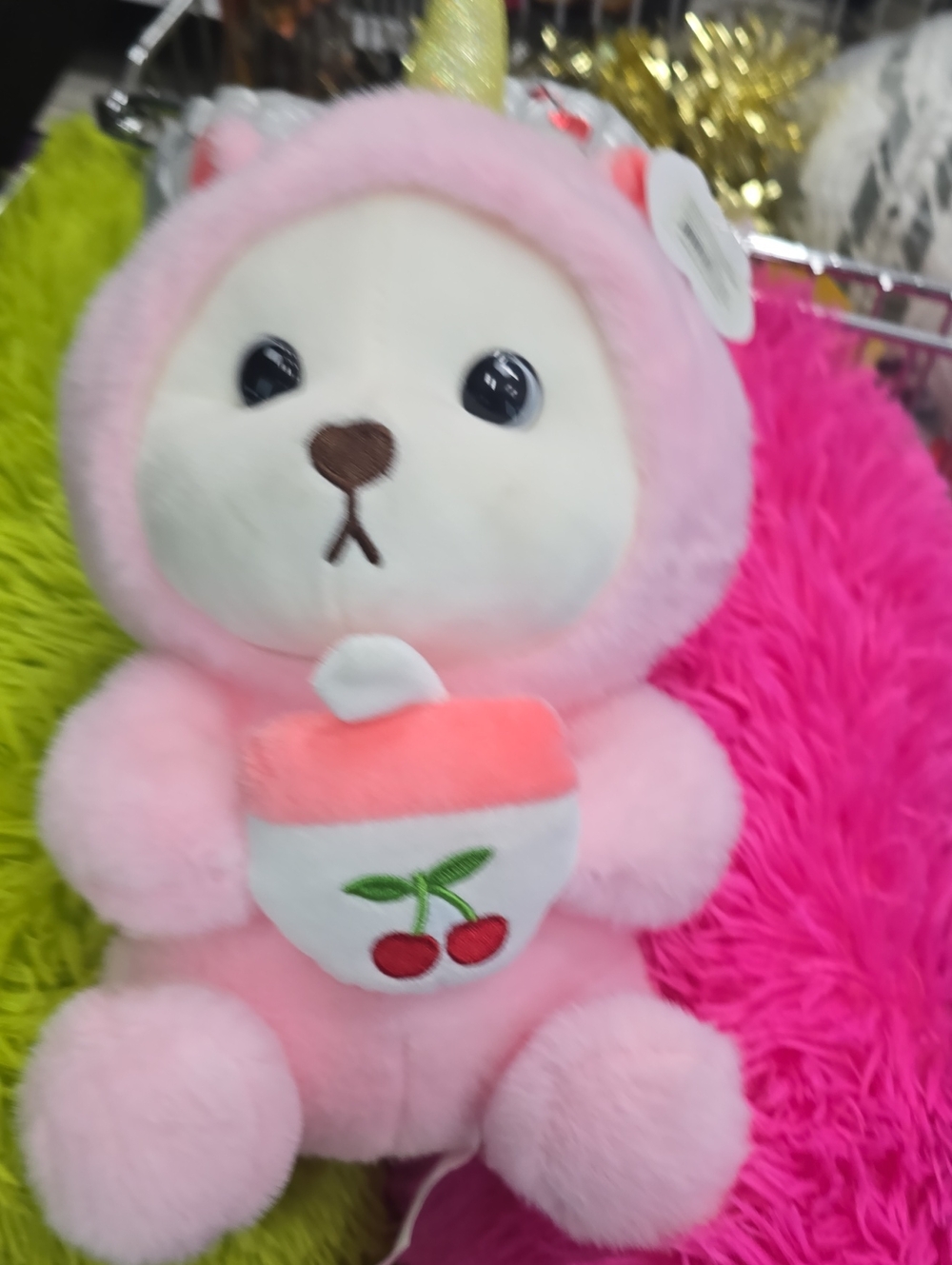 Plush Pink Unicorn Bear Toy - Soft Cuddly Plush